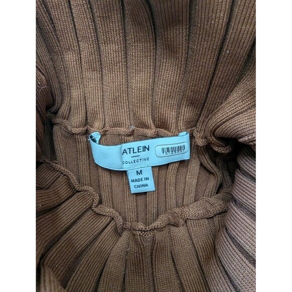 Atlein Collective Brown Mock Neck Strettch Ribbed Pullover Knitted Sweater M - Picture 12 of 12